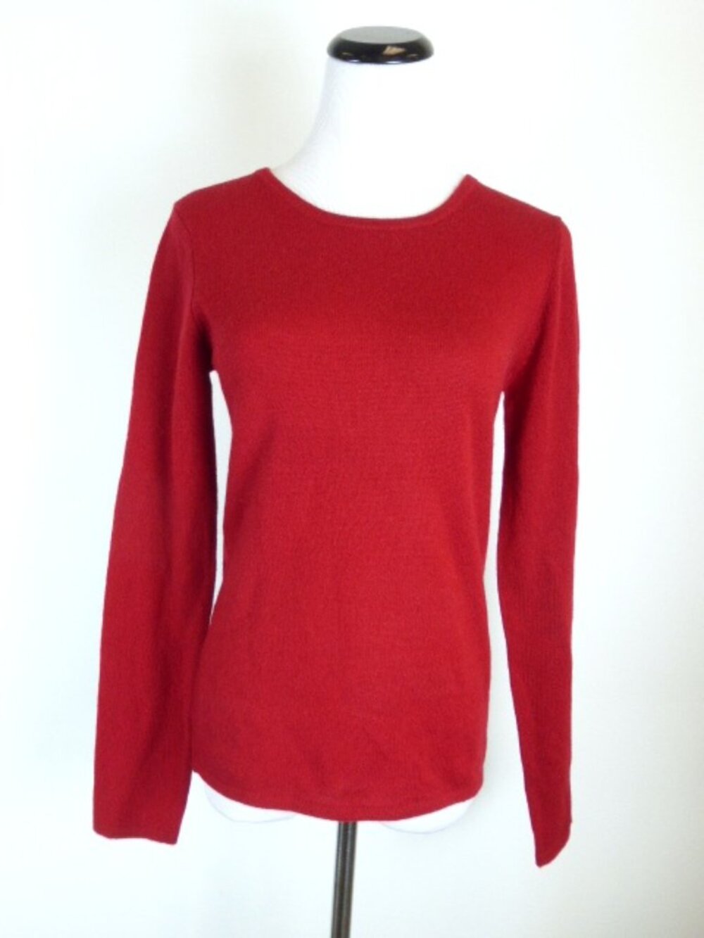 EVELYN RED 100% CASHMERE CREWNECK SWEATER S